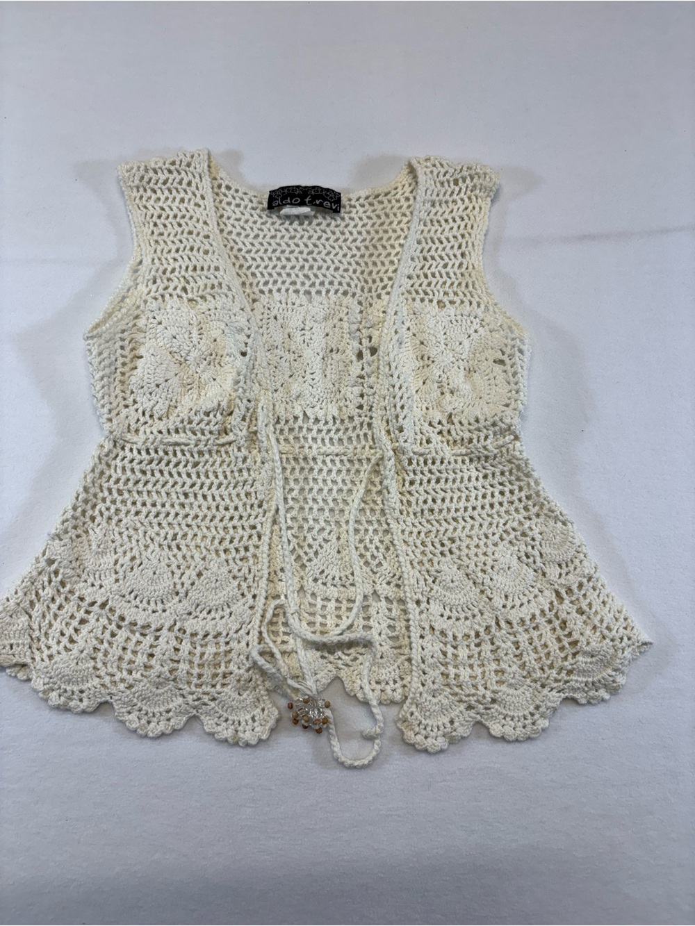beautiful Crochet Open Vest in Cream